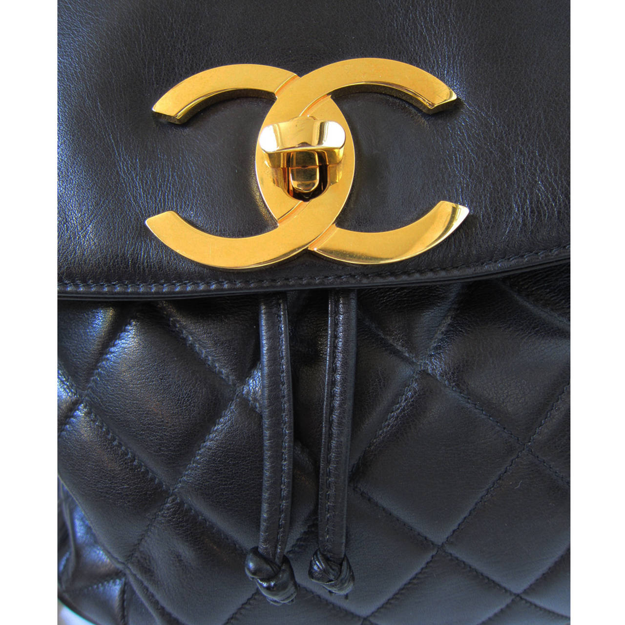 Chanel Black Quilted Backpack Chain 1985 2