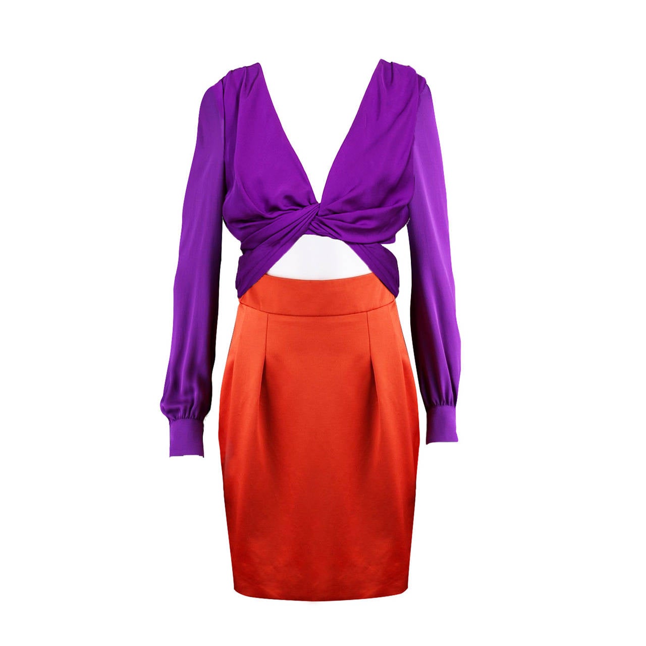 Gucci Orange Purple Colour Block Dress S/S 2011 For Sale