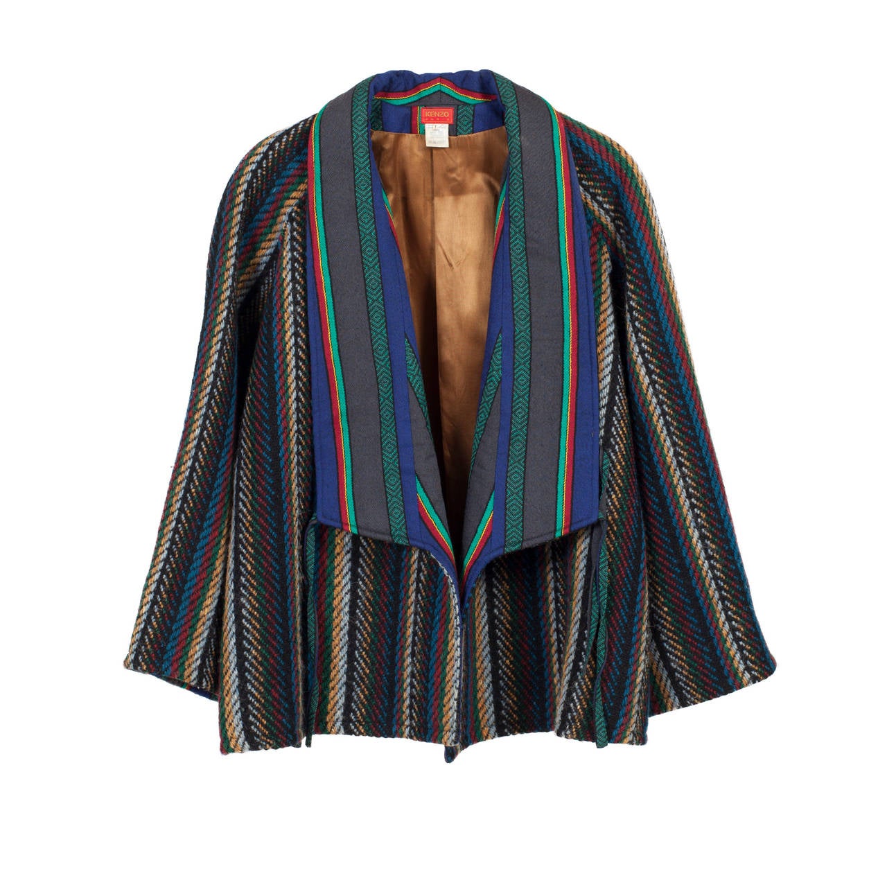 Kenzo Ethnic Stripe Coat 1980's at 1stDibs