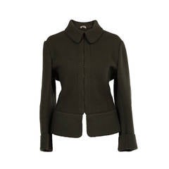 Alaia Khaki Olive Green Wool Jacket 1980's 8