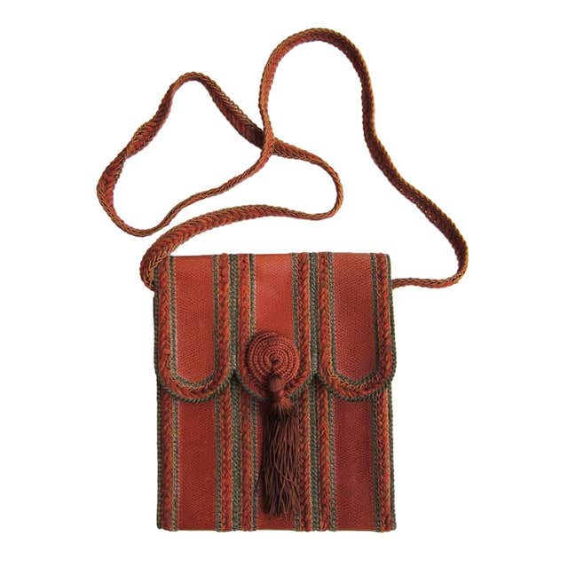 African Tuareg Leather Sahara Tribal Long Fringe Bag For Sale at ...
