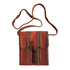 Vintage Emanuel Ungaro Leather Purse Tassel Bag 1970's
