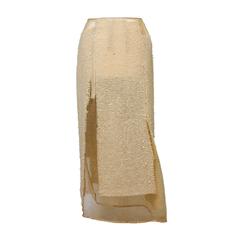 Comme des Garcons Woven Gold Beige Patchwork Skirt AD1997