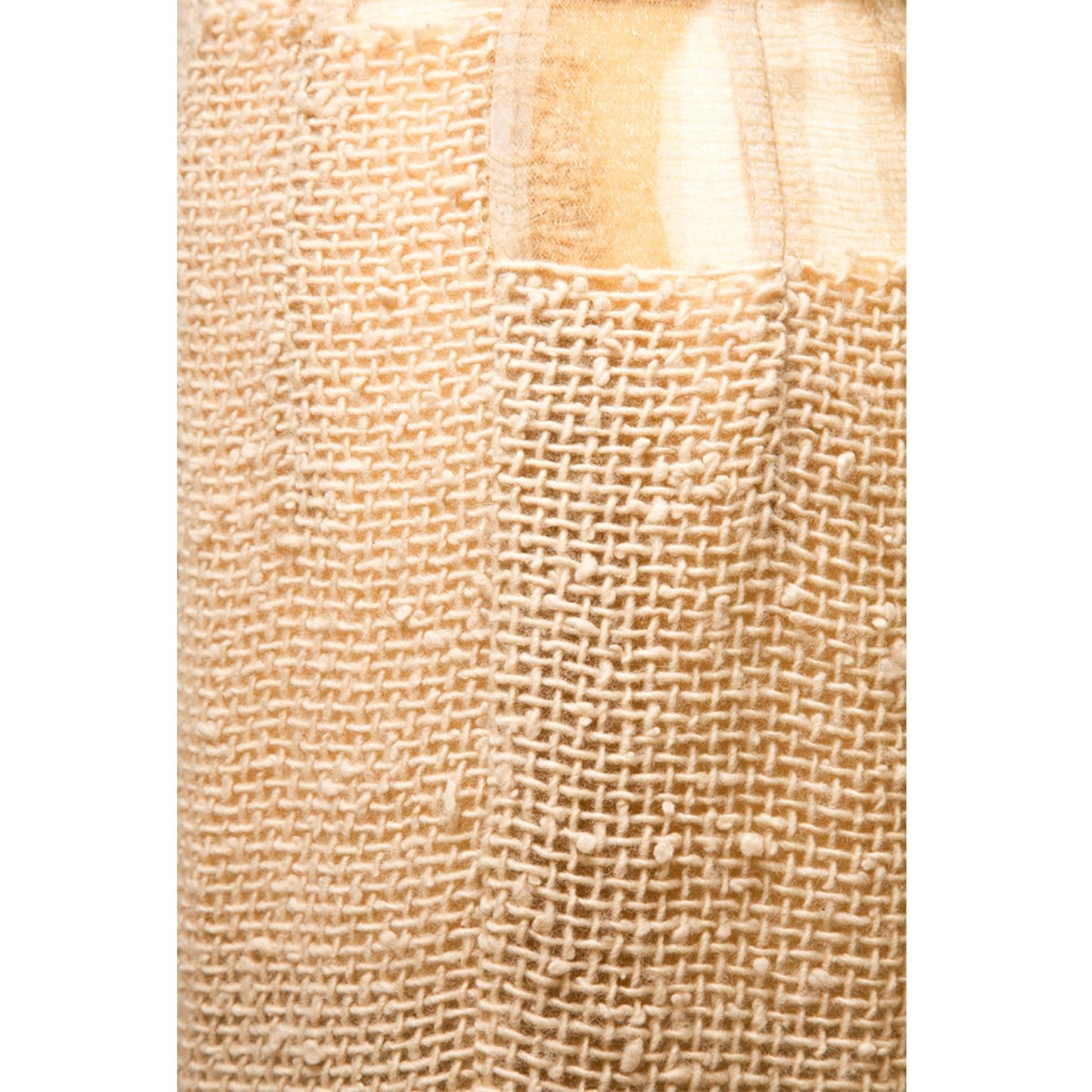 Comme des Garcons Woven Gold Beige Patchwork Skirt AD1997 In Excellent Condition For Sale In Berlin, DE