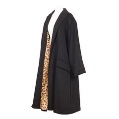 Gianni Versace Leopard Faux Fur Lining Coat 1990's