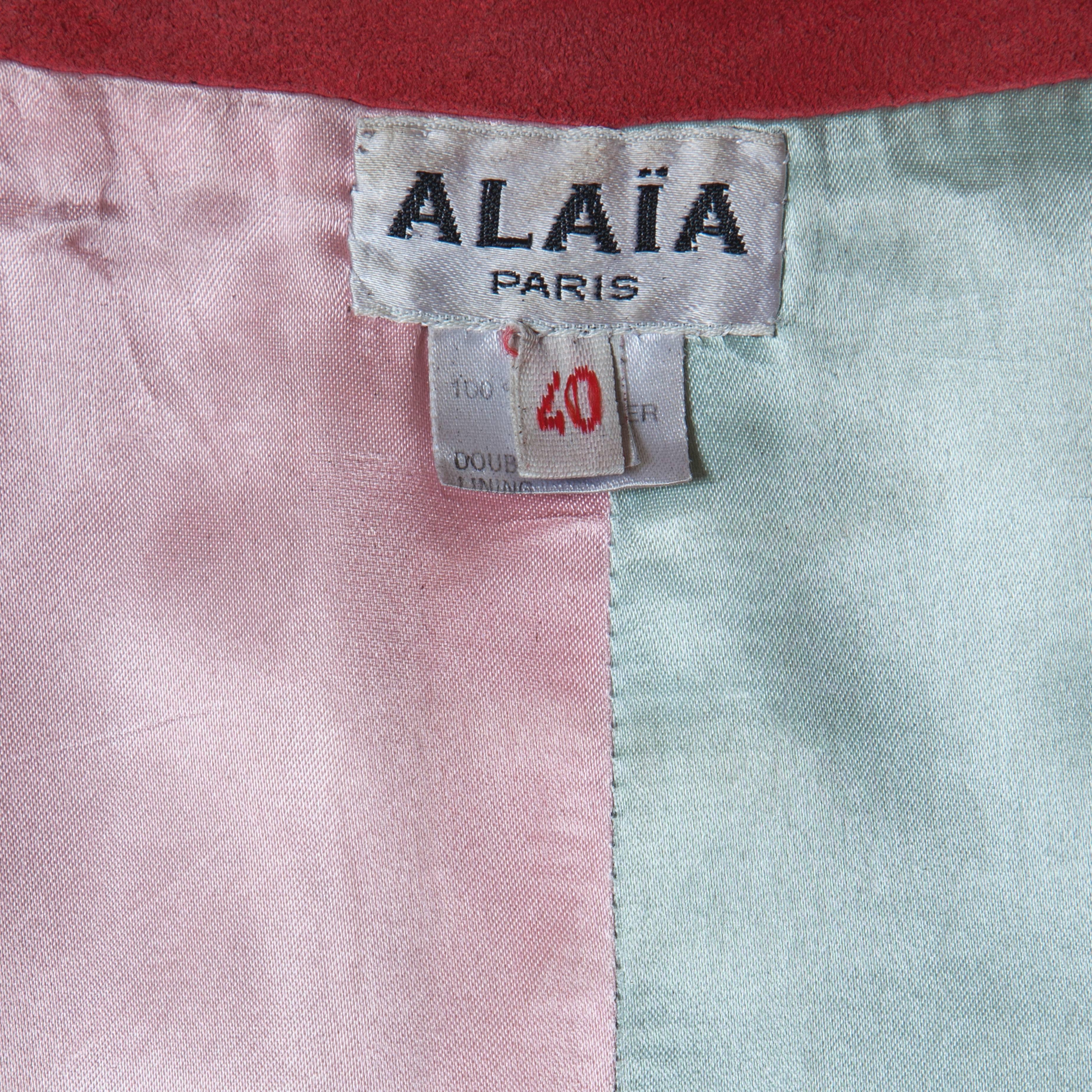 Alaia Dark Brown Leather Jacket Bicolour Lining 1980s 3