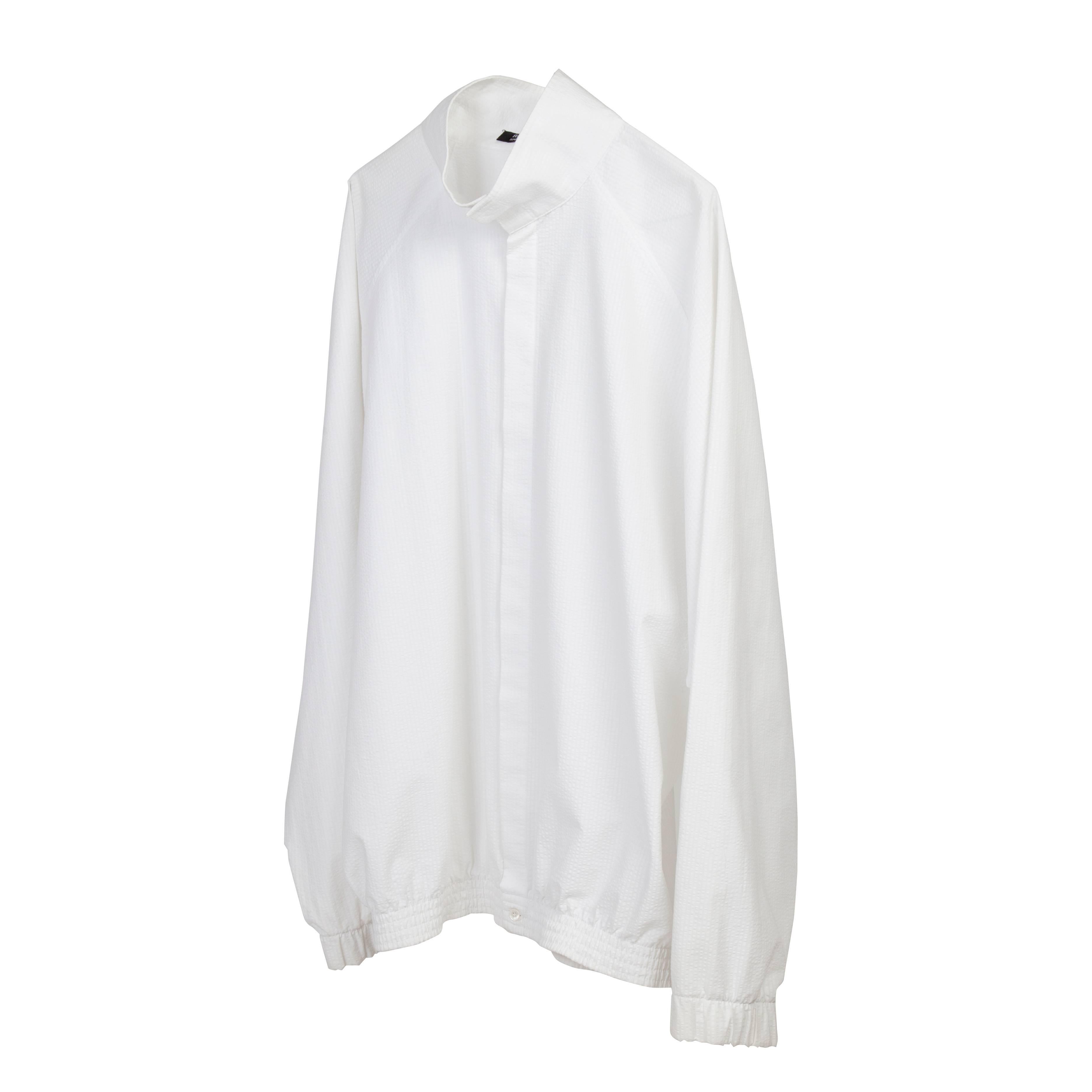 Rare Raf Simons white seersucker oversized shirt jacket from collection S/S 2000 