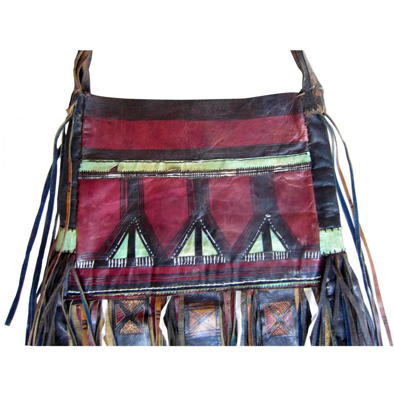 African Tuareg Leather Tribal Pouch Fringe Bag For Sale at 1stdibs