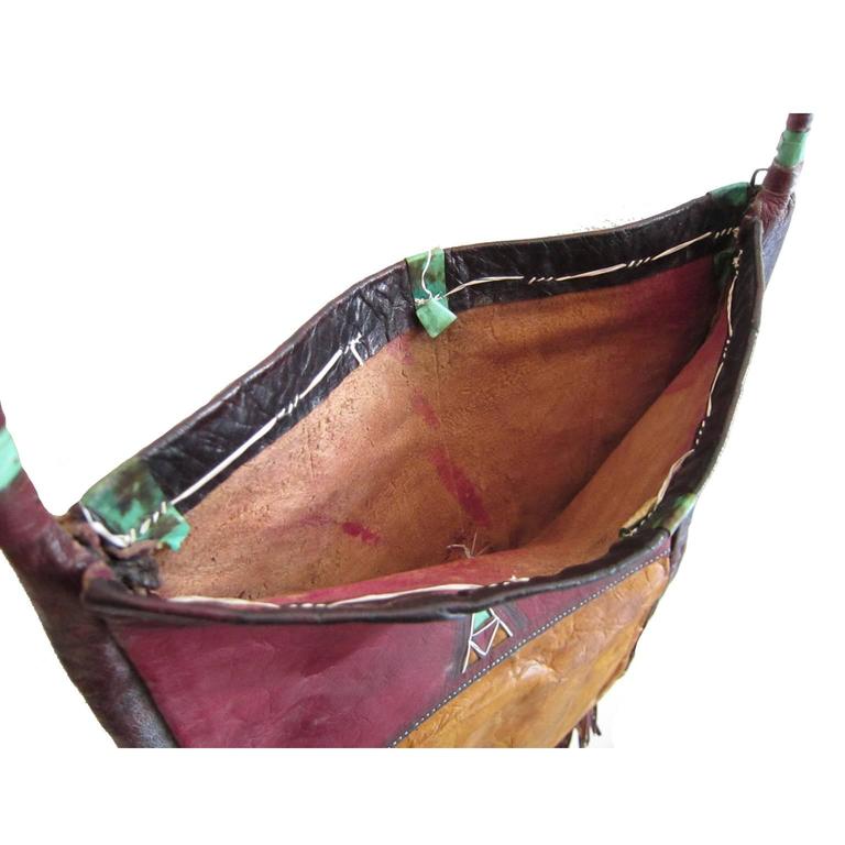 African Tuareg Leather Sahara Tribal Long Fringe Bag For Sale at 1stdibs