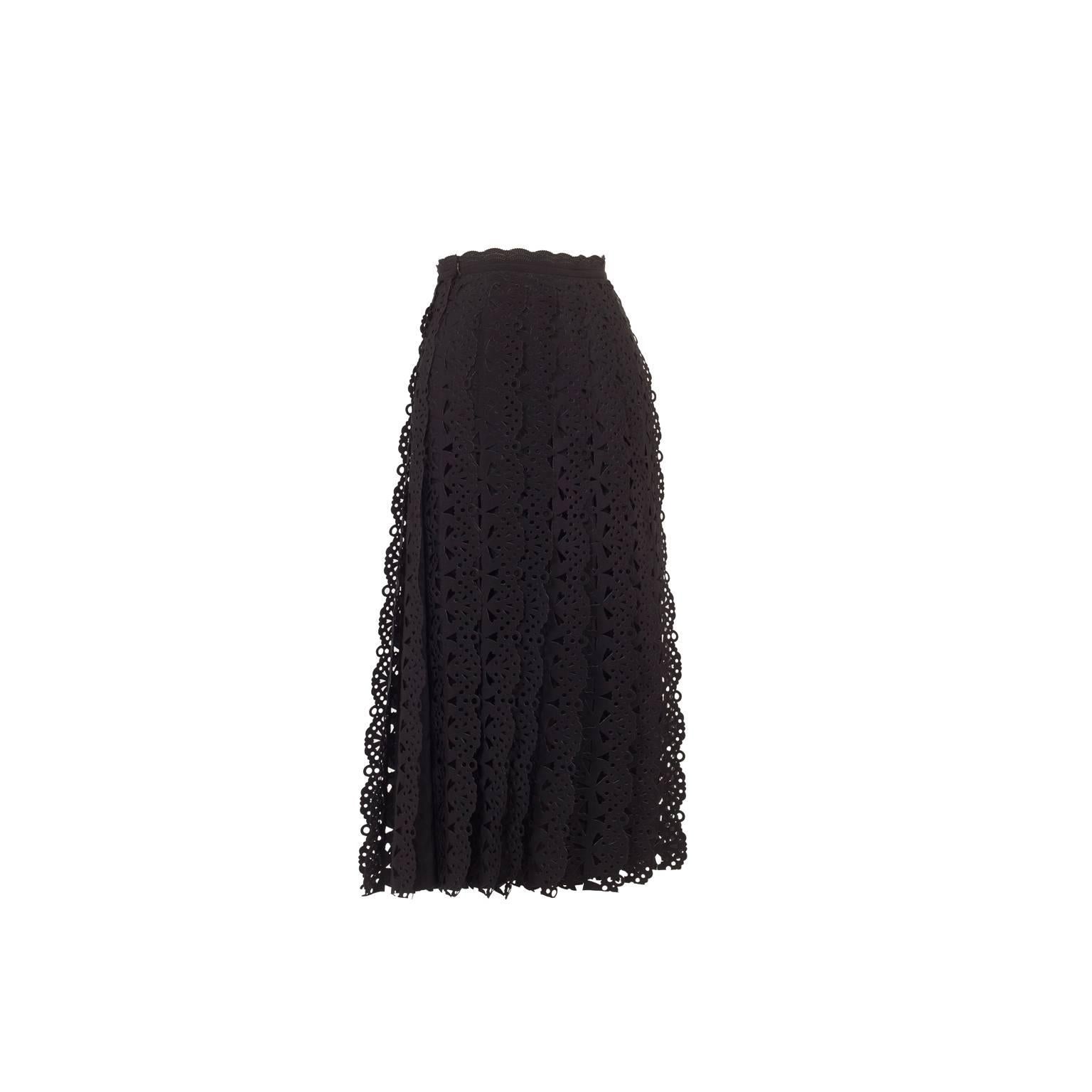 Issey Miyake FETE Pleated Lace Cutout Skirt  In Excellent Condition In Berlin, DE