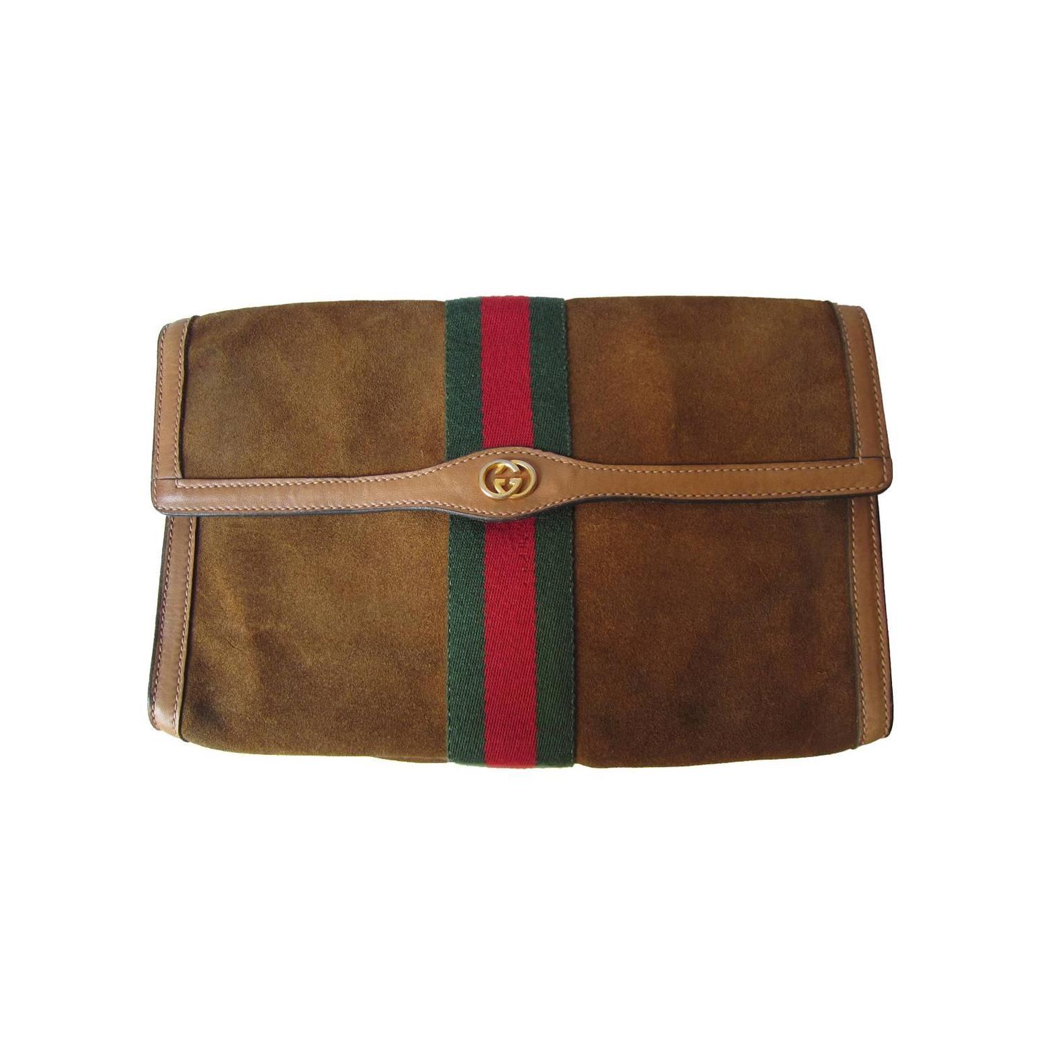 Gucci Classic Suede Clutch Bag 60s at 1stdibs