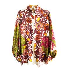 Hermes Paris Silk Blouse Passiflore & Hydrangea 10