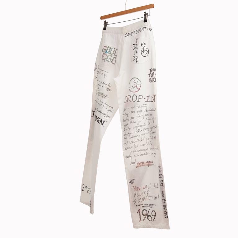 パンツ RAF SIMONS - PAINTED WHITE DENIM PANTS パンツ RAF SIMONS