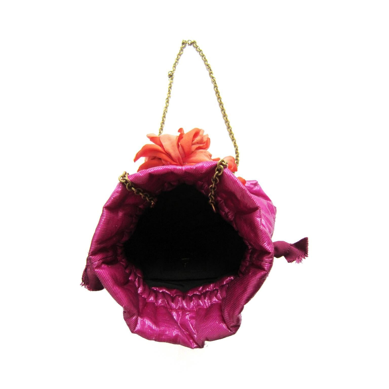 Lanvin Pink Purse Bag Orange Flower  2