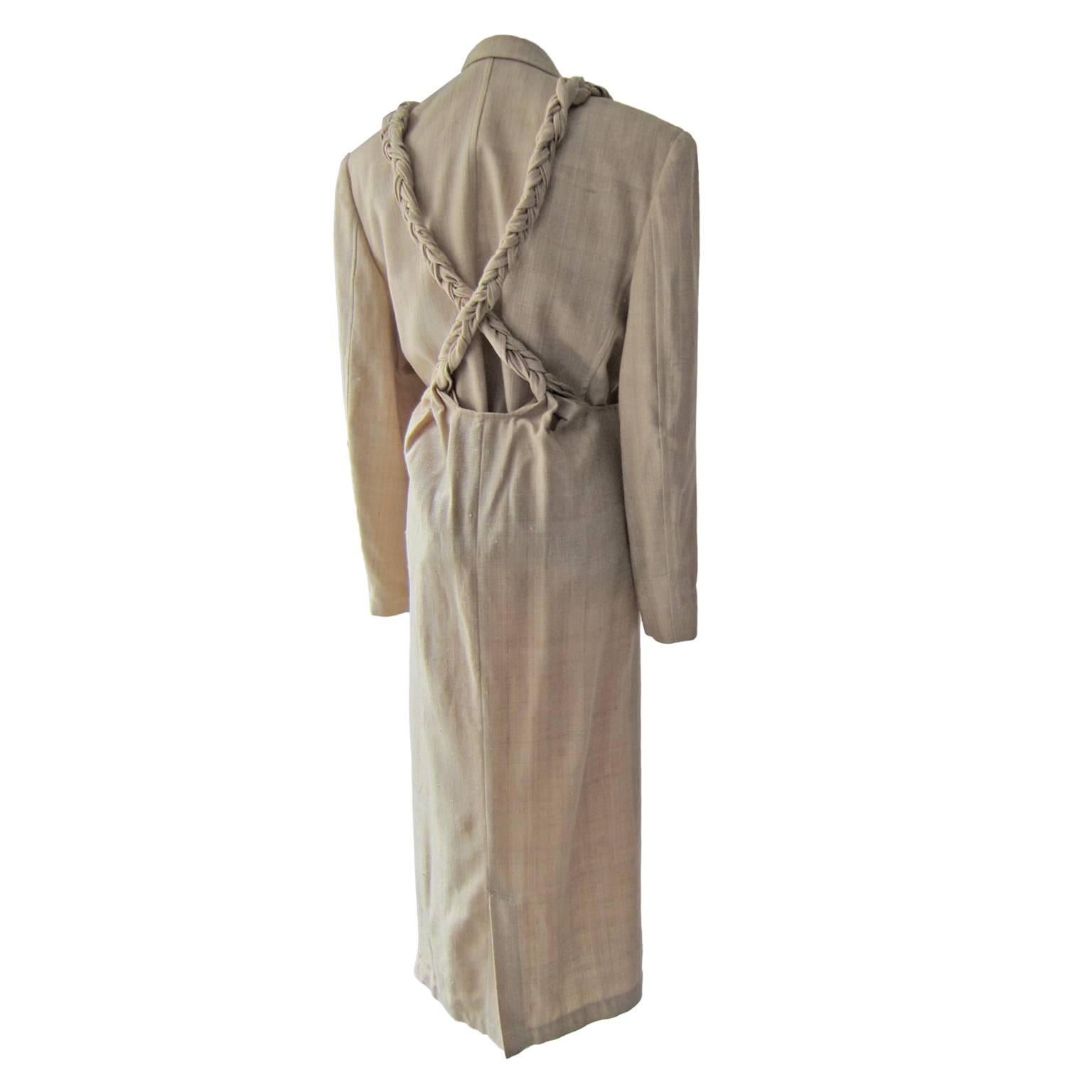 Comme des Garcons Tricot Beige Silk Ensemble AD1991 For Sale 1