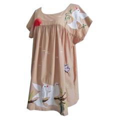 Vintage Oaxacan Embroidered Happy Birds Dress 70s