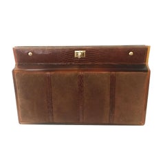 Suede Chain Shoulder Box Clutch Purse 1970s