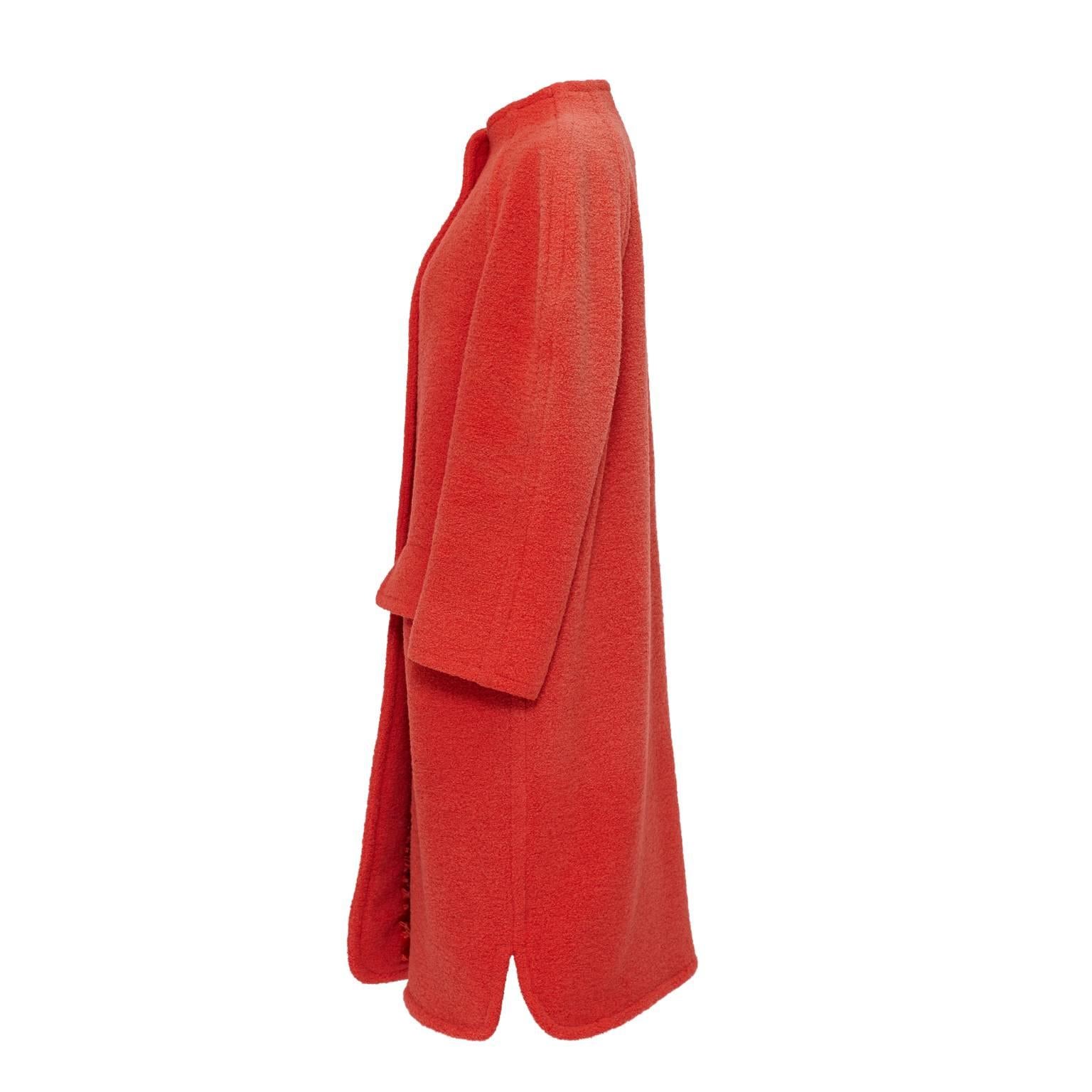 Courreges Cherry Red Orange Alpaca Coat In Good Condition In Berlin, DE