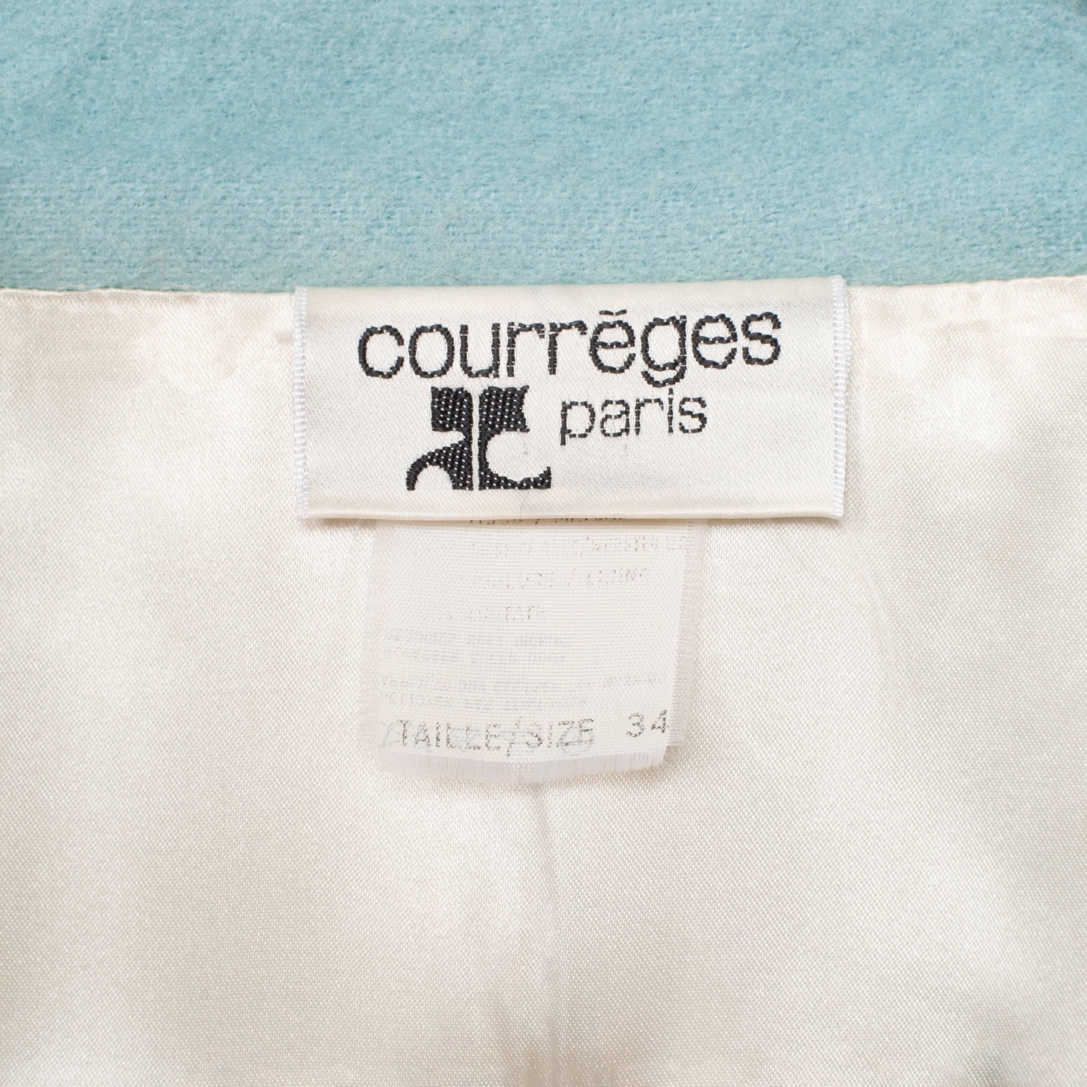 Courreges Baby Blue Wool Coat For Sale 2