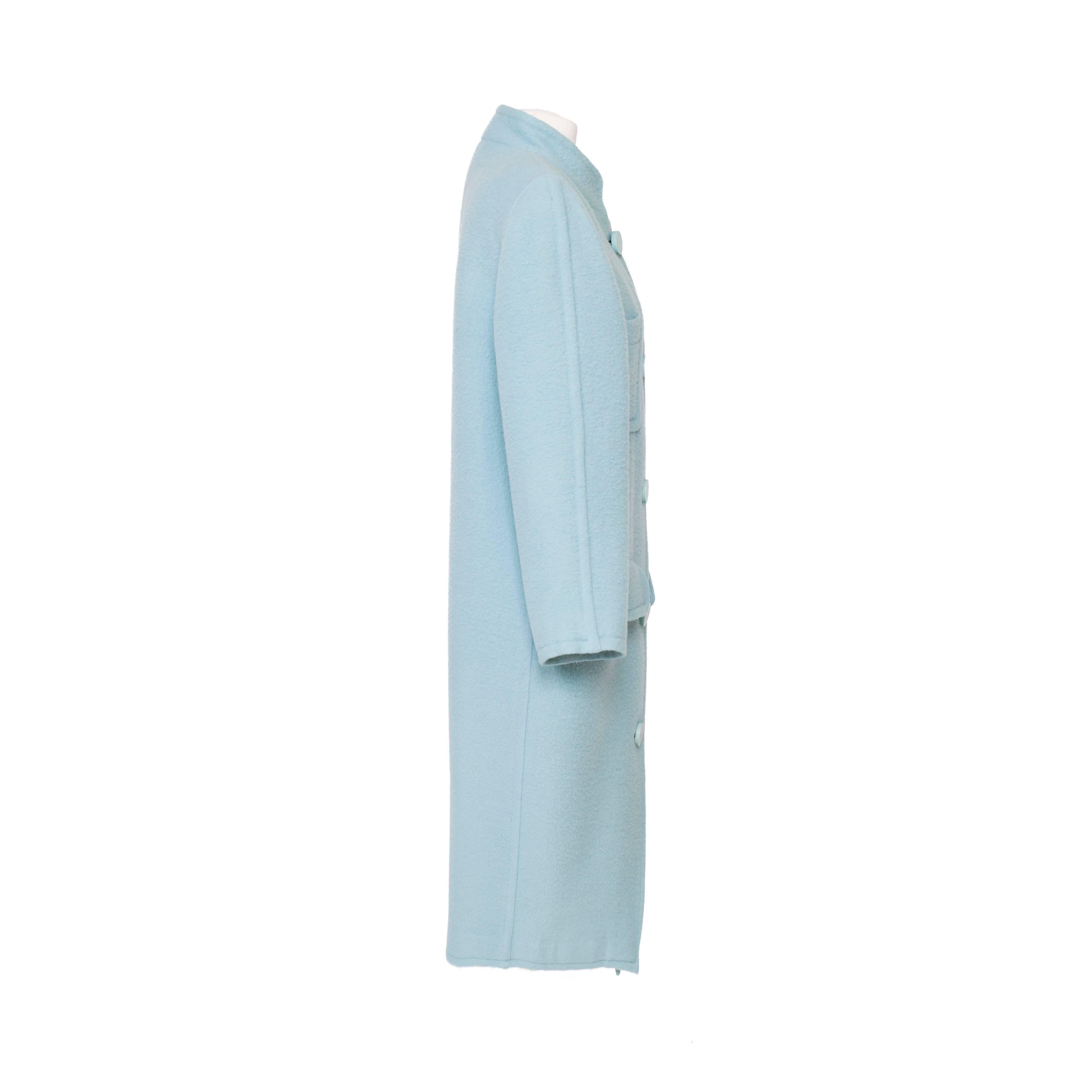 Women's Courreges Baby Blue Wool Coat For Sale