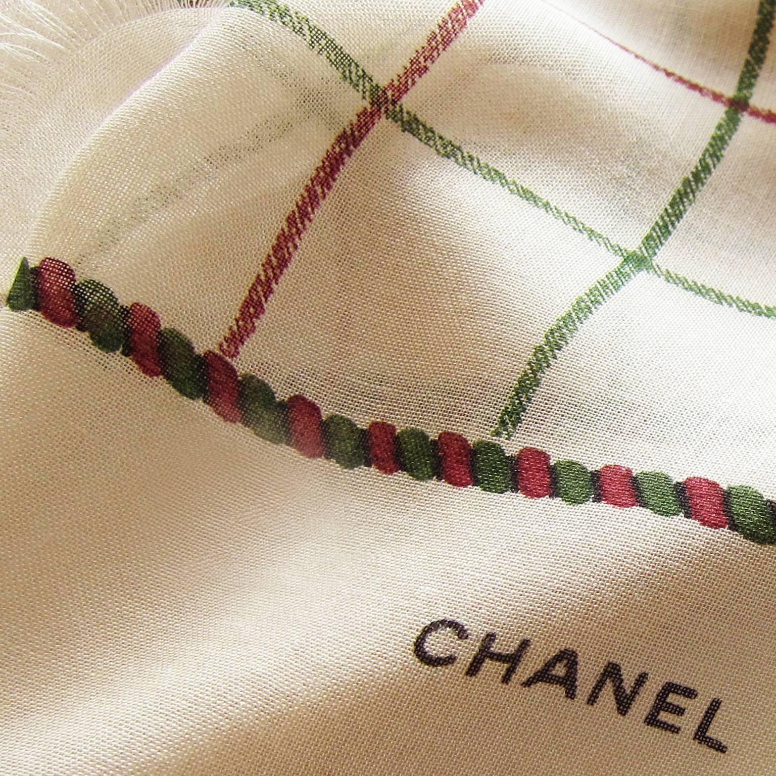 Brown Chanel Beige Wrap Scarf 1990's