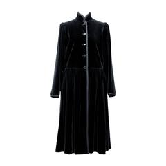 Yves Saint Laurent Russian Collection Black Velvet Coat 1976 