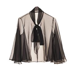 Black Sheer Silk Organza Bias Cut Top Skirt Setup 1970's