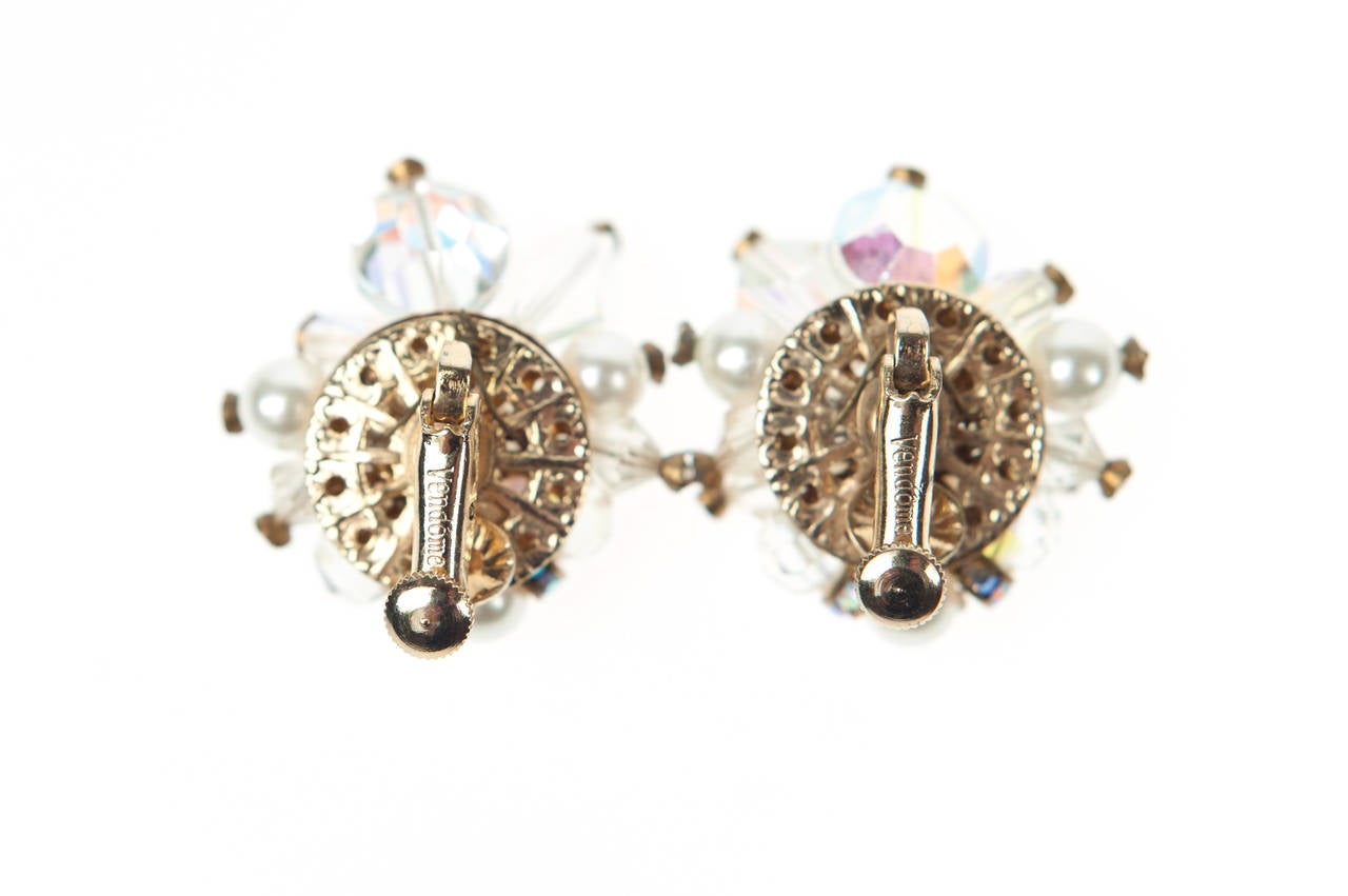 Vintage Vendome Crystal & Pearl Bib Necklace For Sale 1