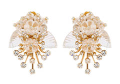 Vintage Miriam Haskell Crystal Flower Earrings