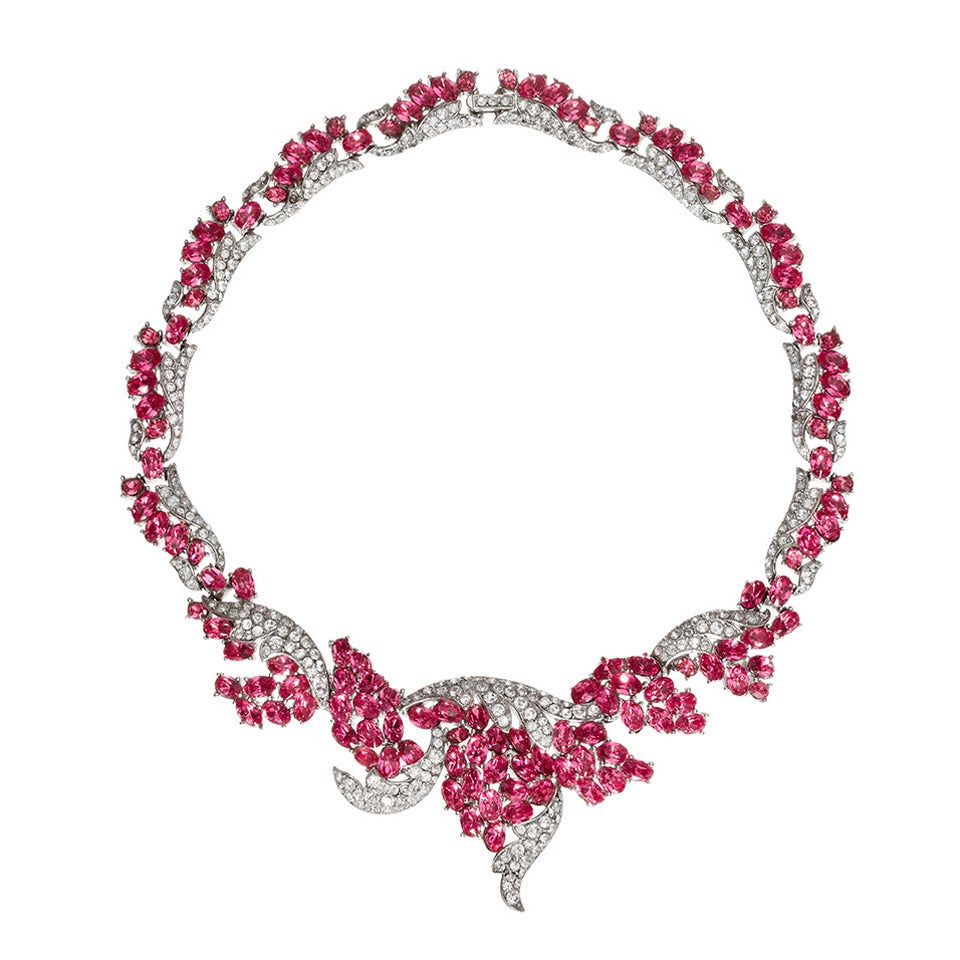 Vintage Trifari Pink Tourmaline Necklace