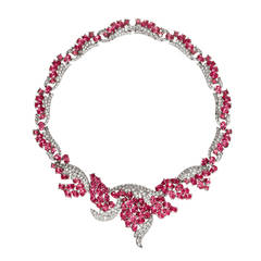 Retro Trifari Pink Tourmaline Necklace