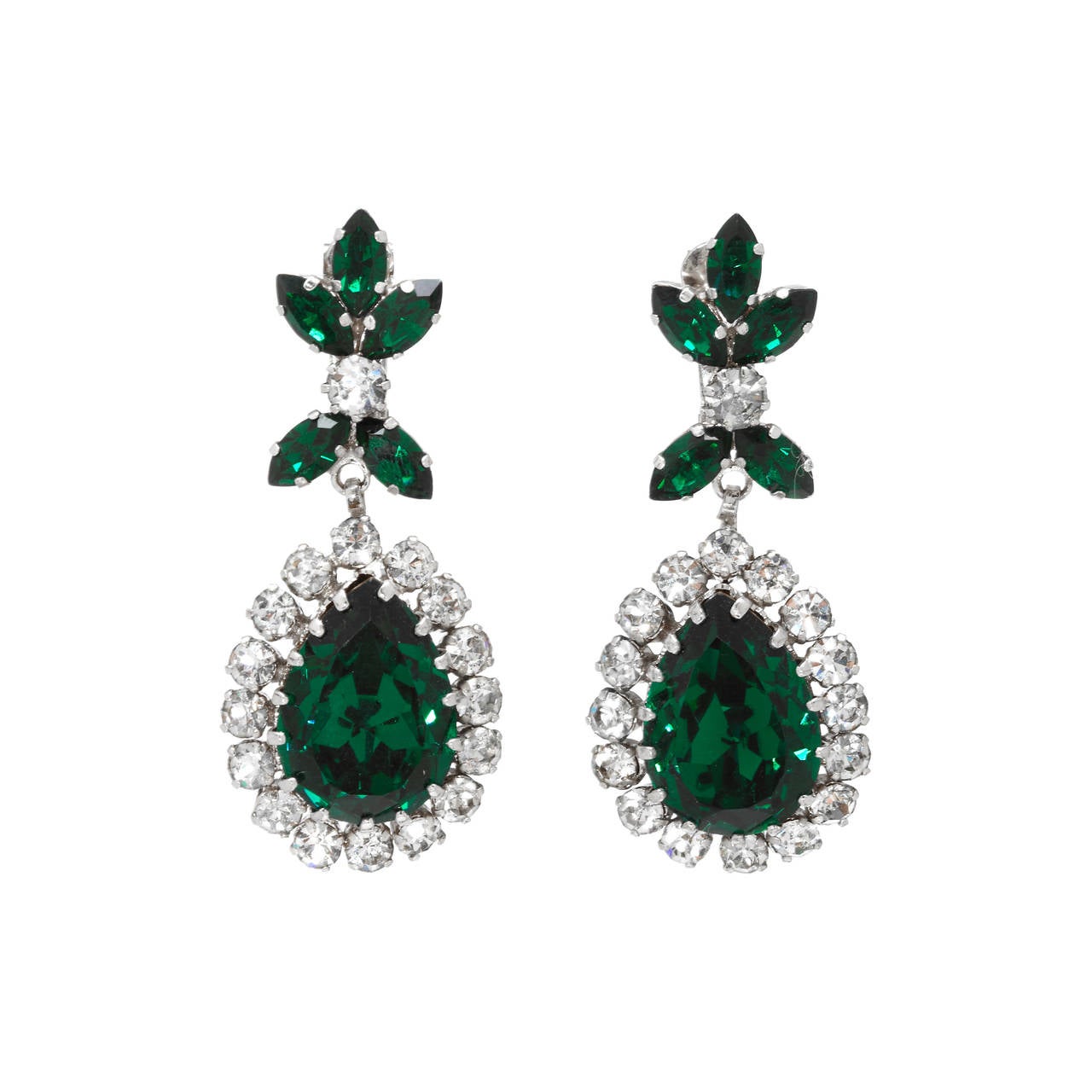 Vintage Schoffel Emerald Teardrop Earrings