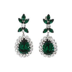 Vintage Schoffel Emerald Teardrop Earrings