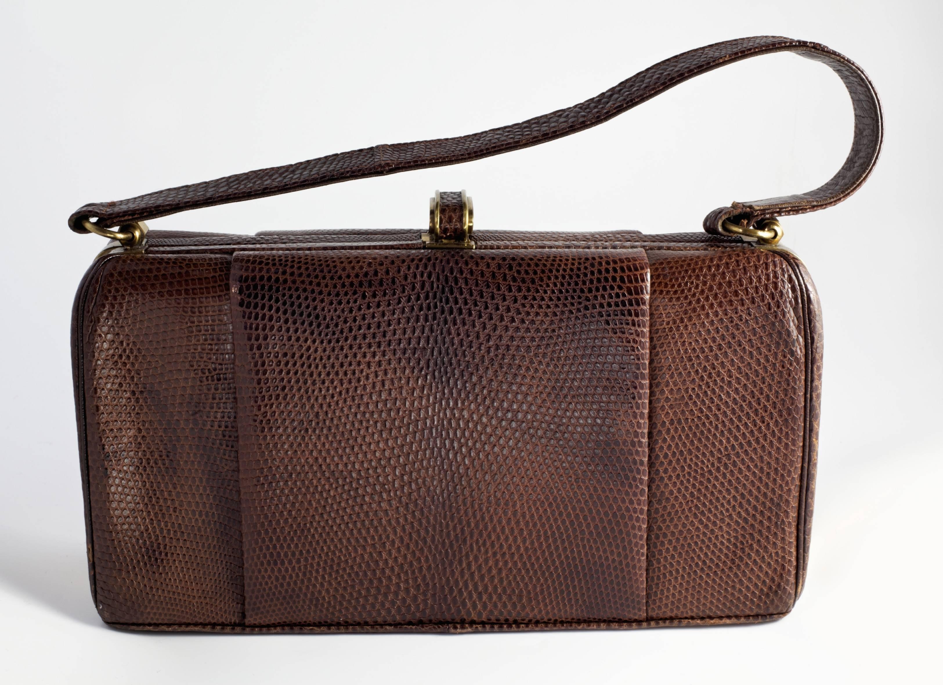 Vintage 1940's Fassbender Handbag (Braun) im Angebot