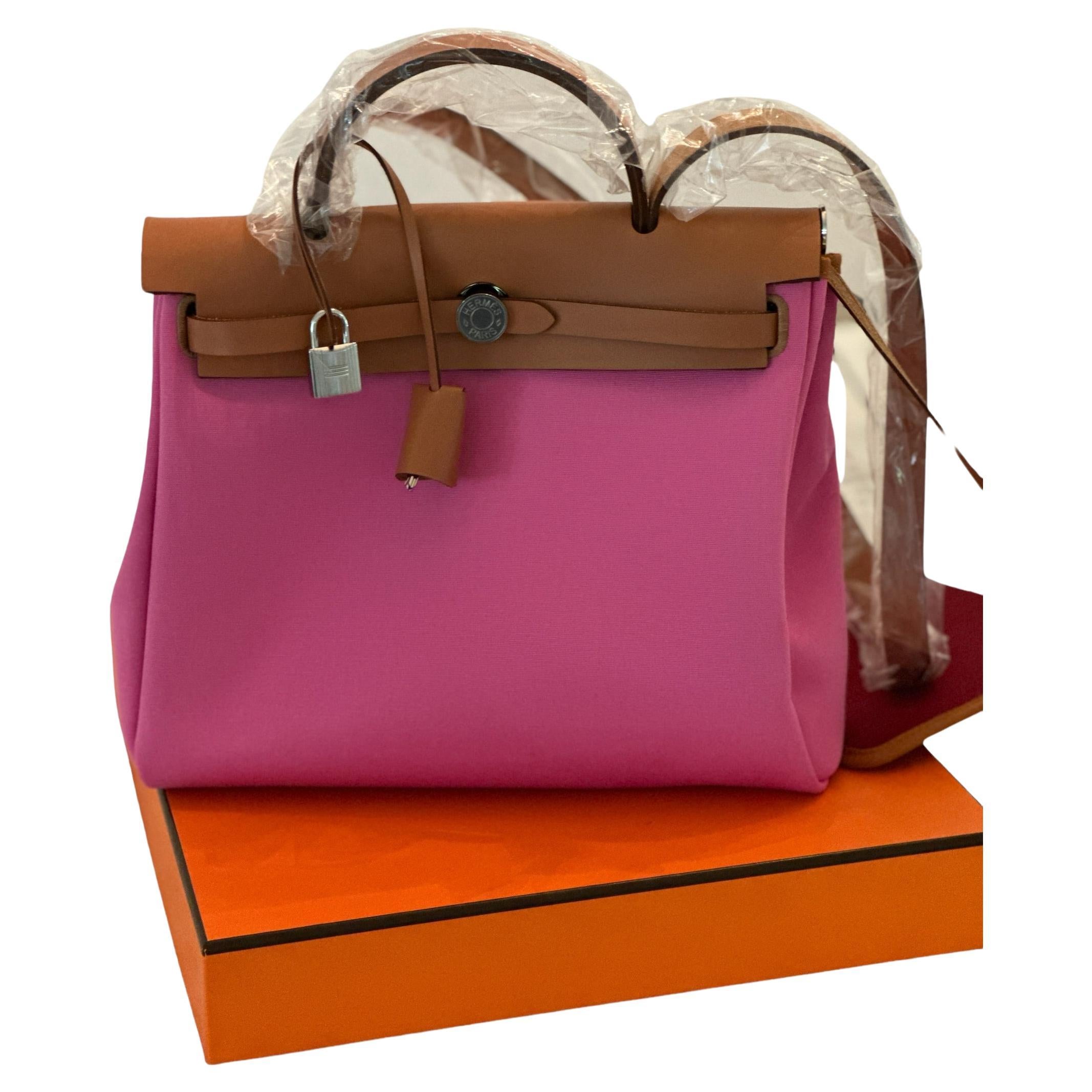 Hermes Herbag Zip 31 Verso Bubblegum / Rubis Barbie Pink Palladium New w/Box en vente