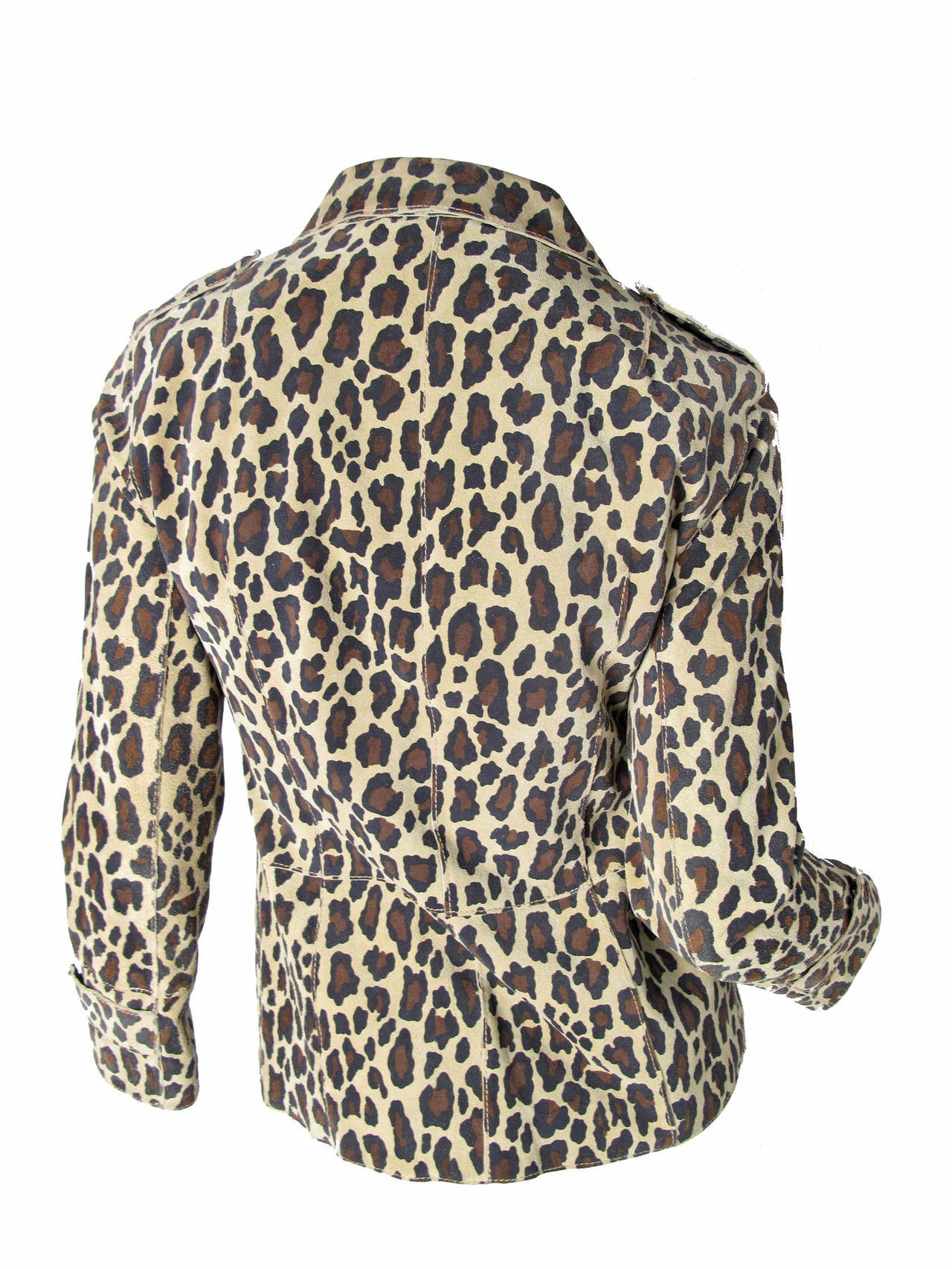 Dolce & Gabbana suede leopard print jacket. Snaps to close. 34