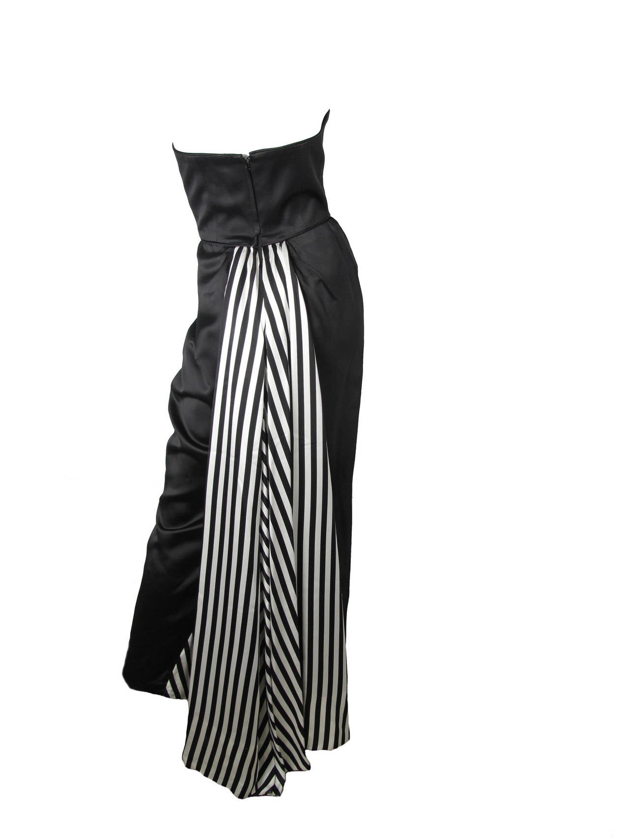 black and white striped strapless dress