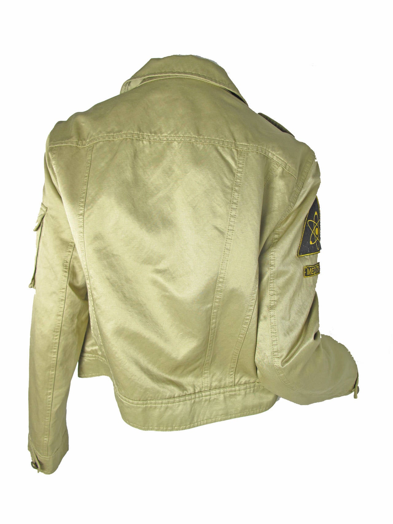 Moschino Satin Alternative Army Jacket : Harmony & Meditation In Excellent Condition In Austin, TX
