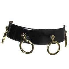 Vintage Humorous Moschino Patent Leather "D Ring" Belt with " Earrings "