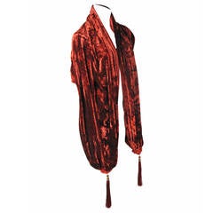 1980s Venetia Studium Fortuny Maroon Furrowed Velvet Wrap with Fringe Tassels 5