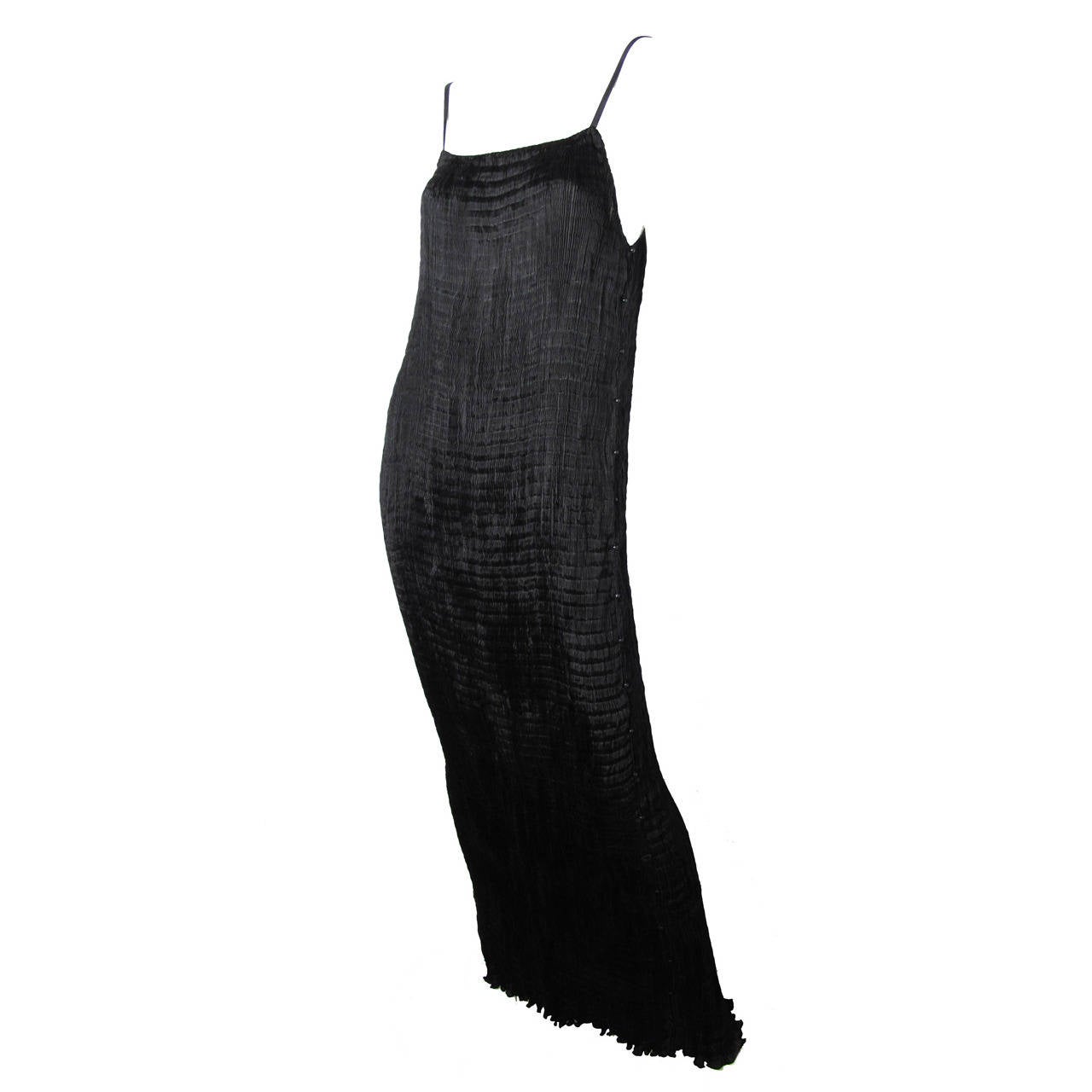 Venetia Studium Fortuny Pleated Black Dress, 1980s 