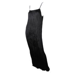 Retro Venetia Studium Fortuny Pleated Black Dress, 1980s 