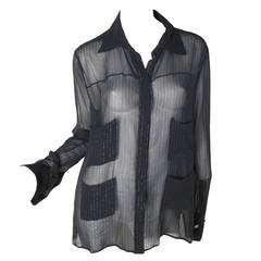 Chanel sheer blouse with metallic stripe
