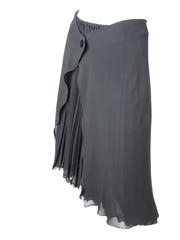 Chanel black silk chiffon skirt
