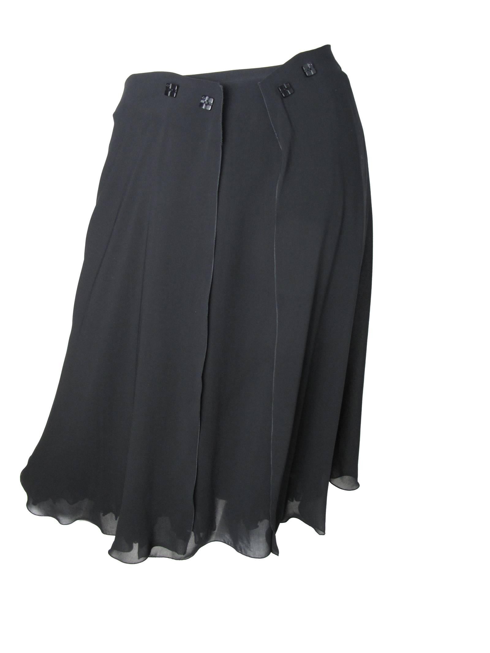 Black Chanel black silk chiffon skirt