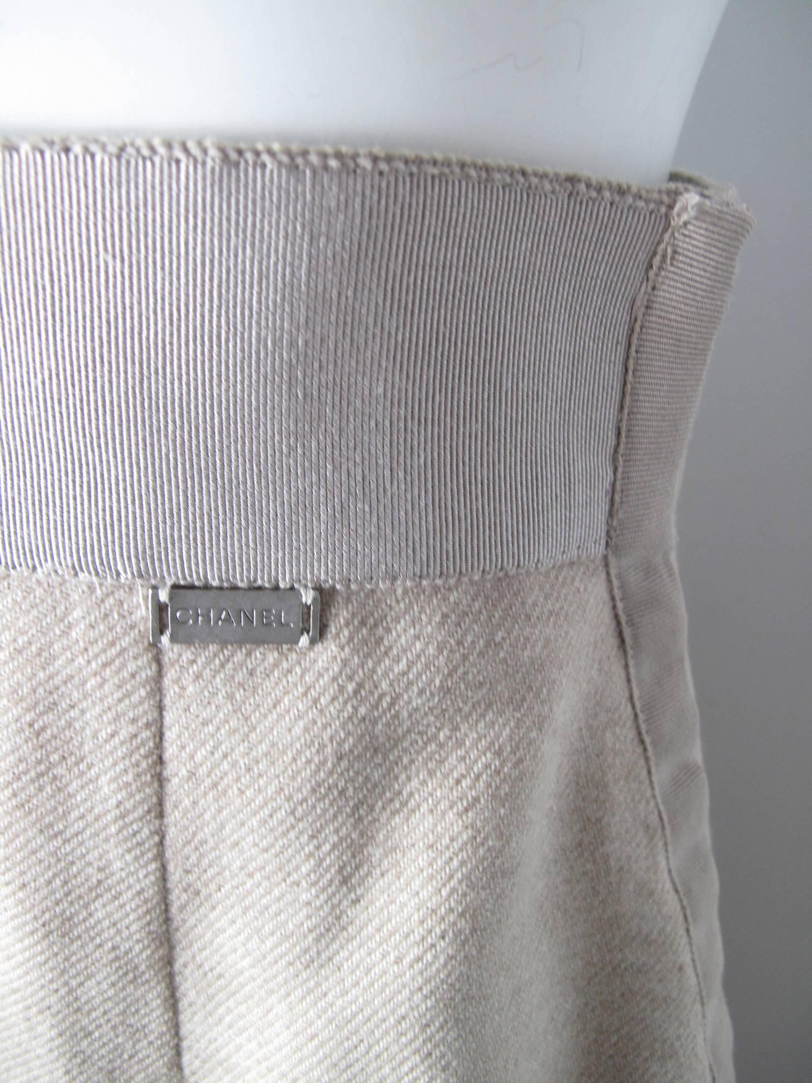 Beige Chanel Skirt Hook and Eye Detail 