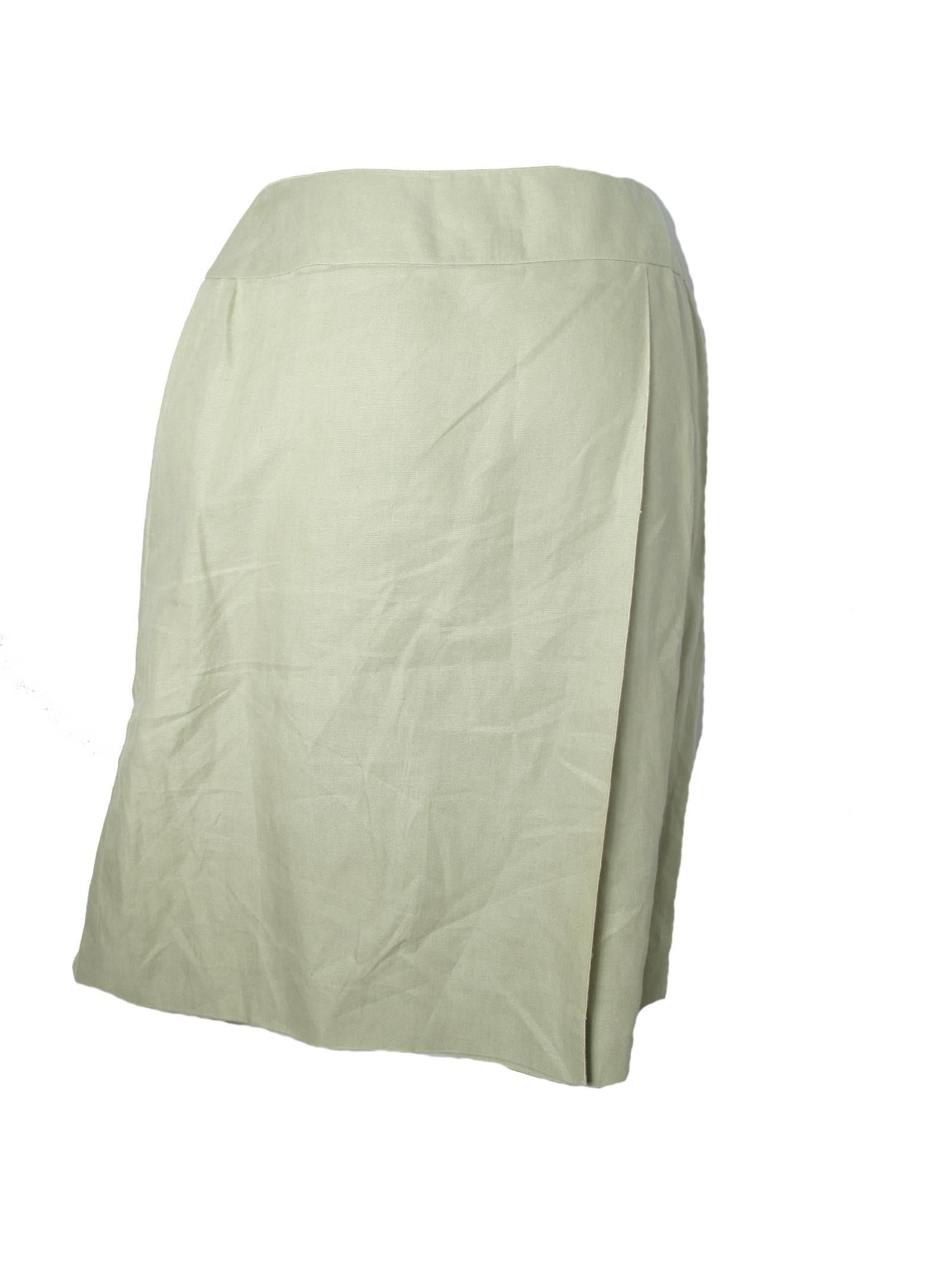 Beige Chanel Linen Wrap Skirt 