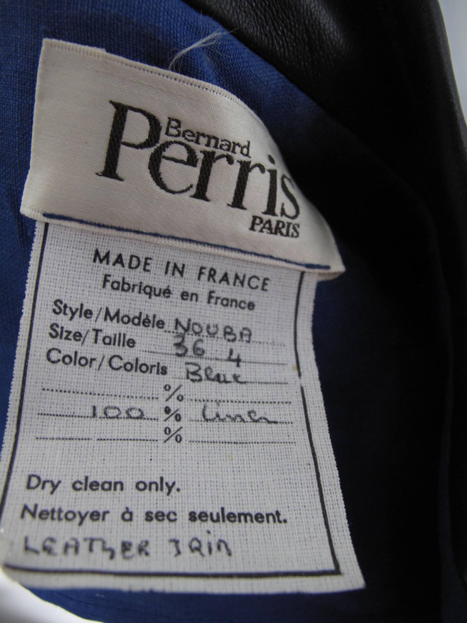 Bernard Perris Linen and Leather Police Top  In Excellent Condition In Austin, TX