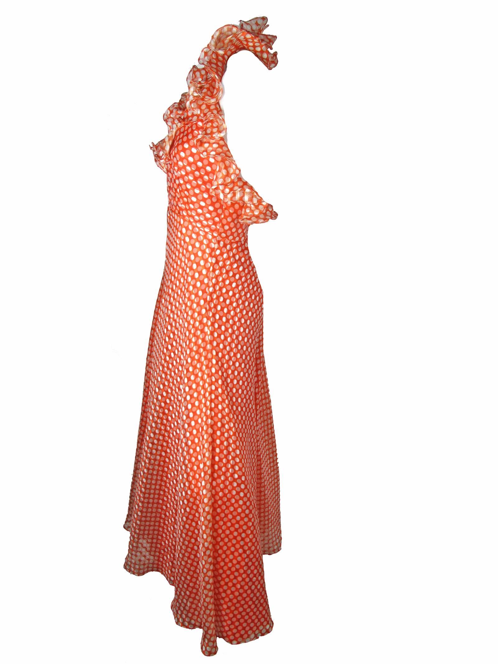 Orange Geoffrey Beene Silk Halter Gown, 1970s 