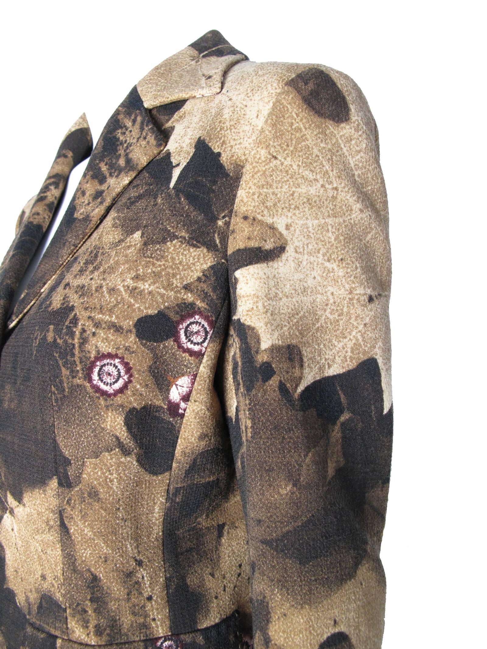 Brown Moschino Couture Leaf Print Suit  